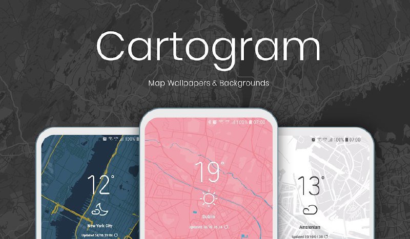 #限免 #Android #壁纸▎  Cartogram 限免原价：US$2.99限免时间：从 2022/2/19 起 5 天用地图生成静态 / 动态壁纸