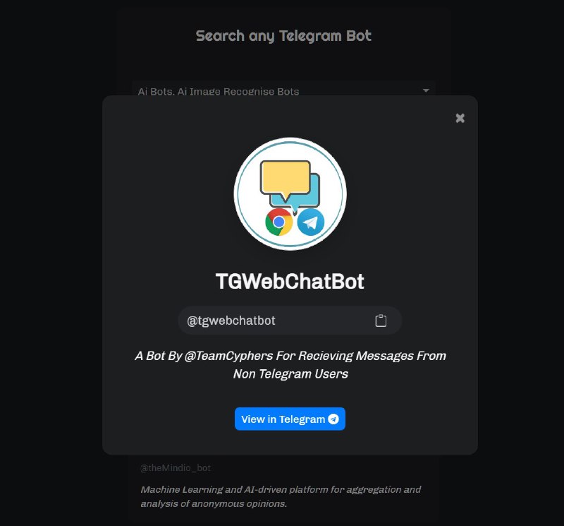 Telegram Bot List - TG 机器人在线索引由 InfoTel 制作的一个英文网页索引，可以分门别类地查找 TG 机器人